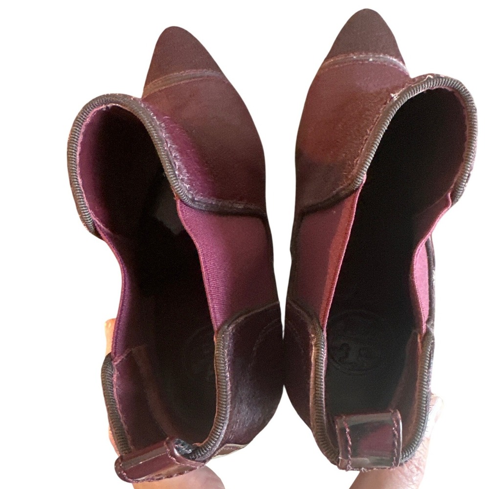 Tory Burch Dorset 85mm Borscht Suede Chelsea Stiletto Booties Size 8 - Picture 5 of 10